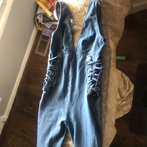 Blue Jean cut sleeve jumper with long pants legs